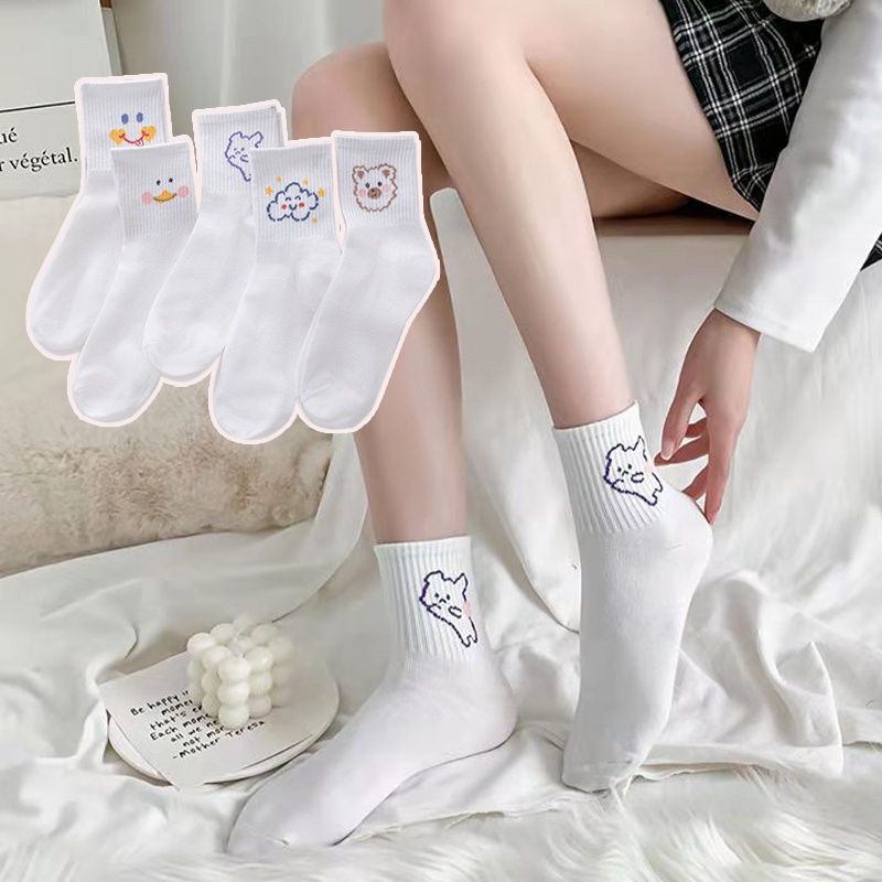 Vớ Thể Thao Bằng Cotton Họa Tiết Hoạt Hình Dễ Thương Cho Học Sinh
