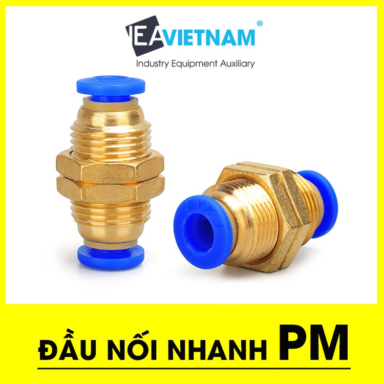 Đầu nối hơi nhanh 2 đầu PM PM4 PM6 PM8 PM10 PM12 / Khớp nối nhanh PM 2 đầu ống 4 6 8 10 12  MM