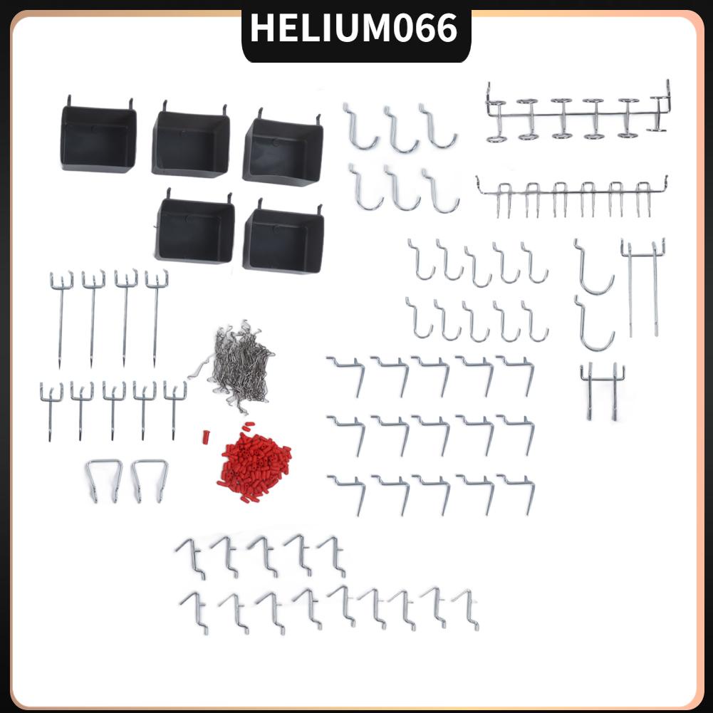 114Pcs móc lên Bộ lưu trữ dụng cụ phân loại móc Pegboard cho Hội thảo tại nhà Helium066