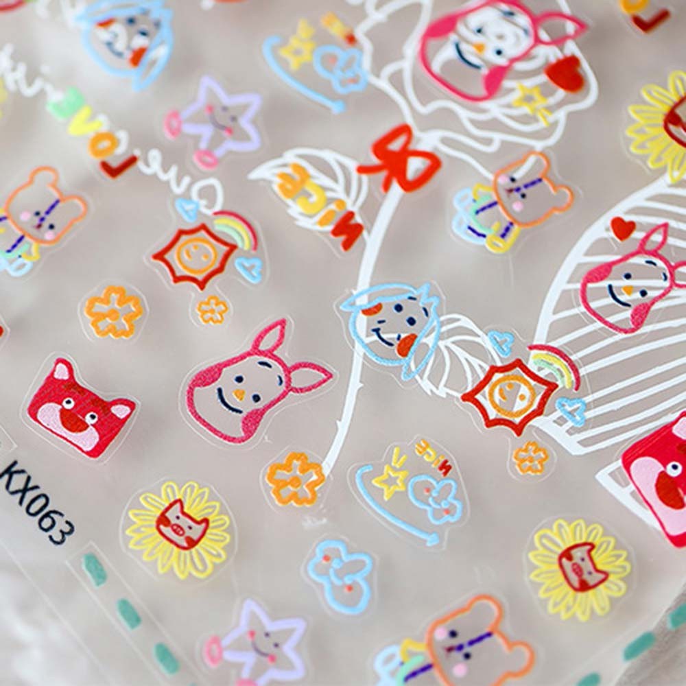 [Hàng mới về] Nhãn dán trang trí móng họa tiết động vật hoạt hình 5D siêu mỏng nhiều màu
