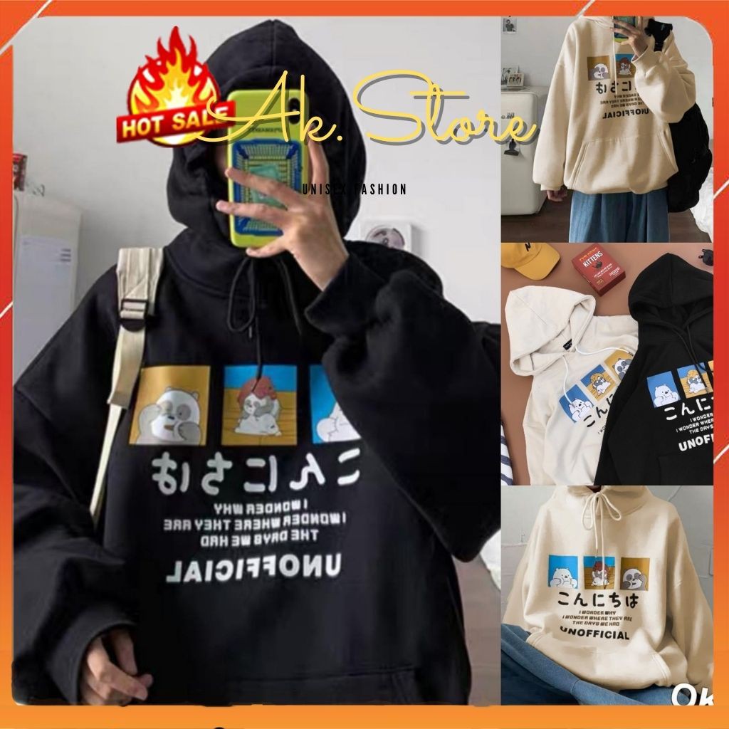 Áo Hoodie Nỉ - Áo Khoác Nỉ Nam Nữ Unisex Nỉ Tay Phồng 3 Màu Cực Hot - AK.STORE