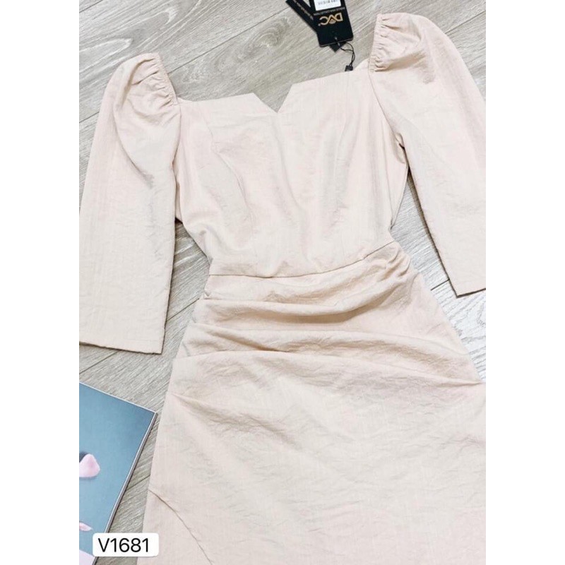 Đầm dáng suông 👗 Đẹp DVC 💕 Đầm nữ tay lỡ cổ vuông màu kem V1681