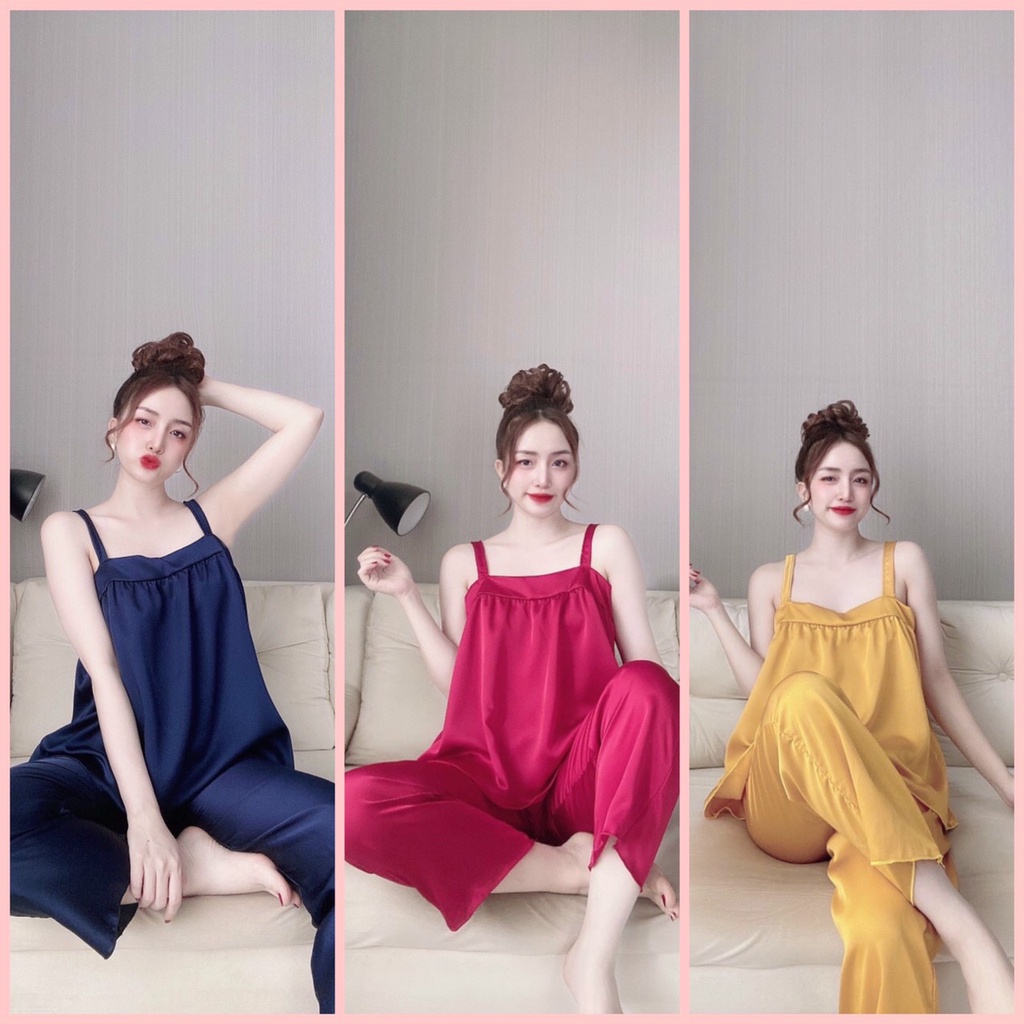 👉👉Sét dồ ngủ 2 dây bản to 👉👉quần dài lụa satin cao cấp siêu xinh