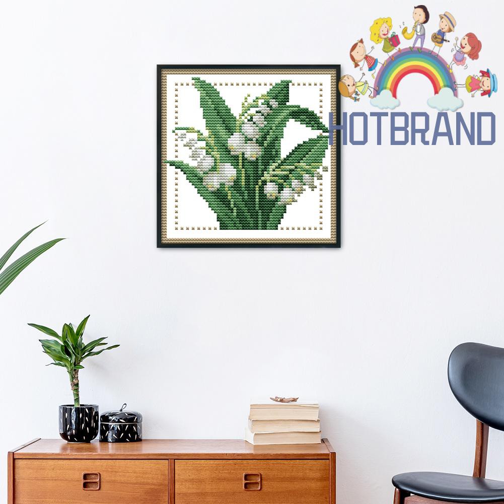 Bộ tranh thêu chữ thập 14CT hình hoa dễ thương 17x17cm DIY