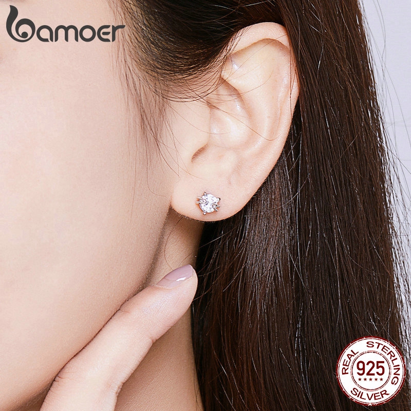 BAMOER Bông Tai BạC 925 Hình Mèo Dễ Thương Cho Nữ BSE205