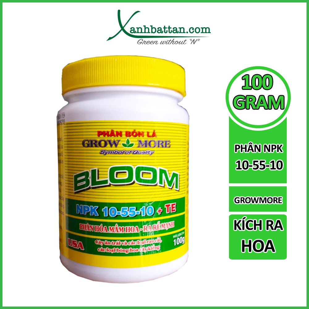 Phân bón lá kích thích ra hoa cho lan GROWMORE Bloom 10-55-10 100 Gram
