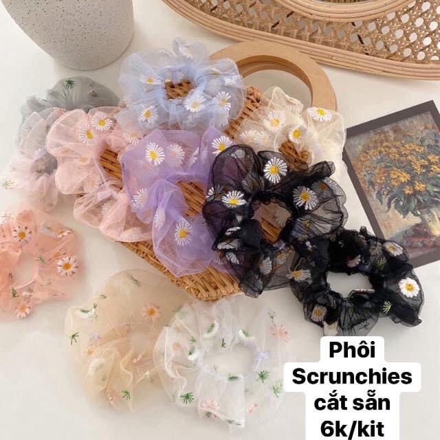 V299🌈 VẢI MAY SCRUNCHIES CẮT SẴN +CHUN, KIM, CHỈ