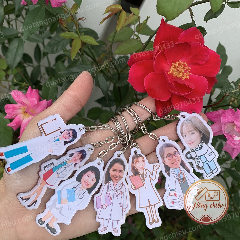 Móc khóa in hình y tá, bác sỹ , ngành y , sinh viên y , cắt ghép hình chibi đáng yêu và ngộ nghĩnh, chất liệu mica sbóng