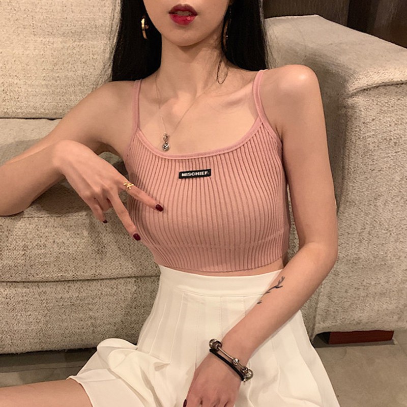 QKOOLE Áo hai dây  phong cách Hàn Quốc quyến rũ cho nữ