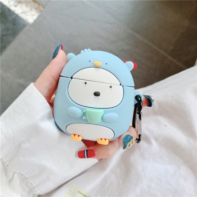 Vỏ hộp đựng tai nghe Airpods 1 2 hình chim cánh cụt anime Sumikko gurashi dễ thương