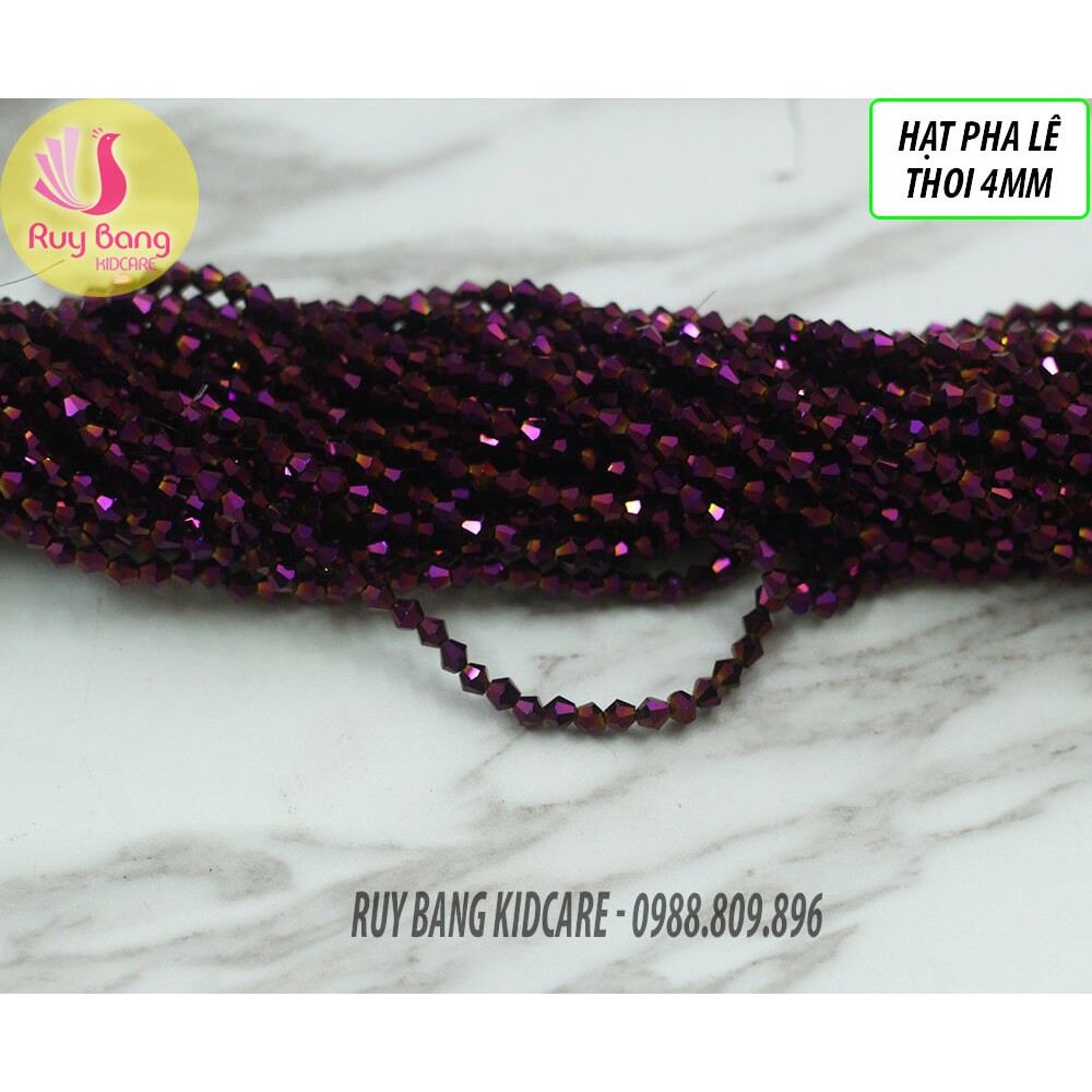 Hạt pha lê thoi 4mm tông xám-hồng-tím-đen