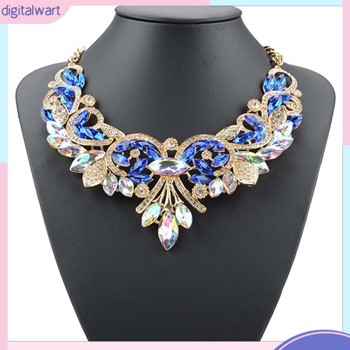 Dây chuyền hình hoa đính đá quý nhân tạo nhiều màu sắc sang trọng cá tính dành cho nữ