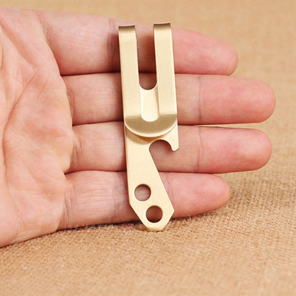 Kẹp giữ tiền/ đồ mở nắp/ thiệp quà bằng đồng thau nhỏ gọn đa năng gắn thắt lưng