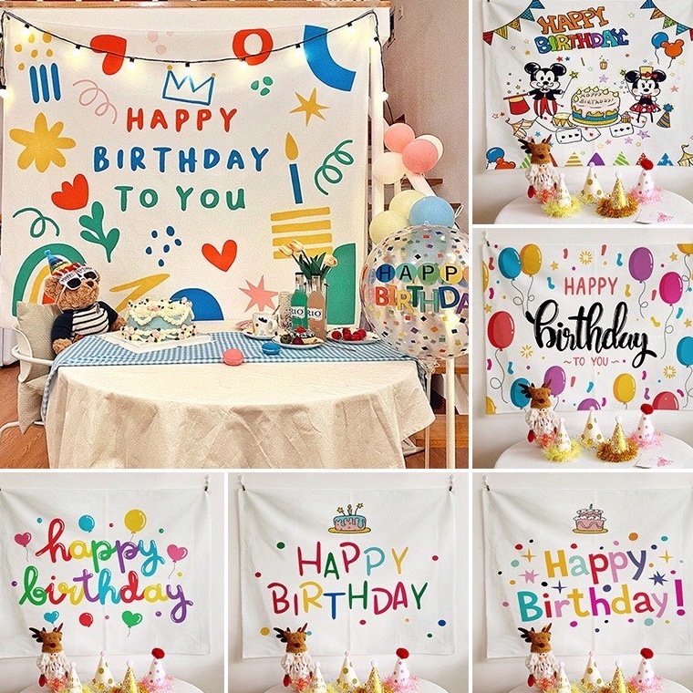 Banner Phông nền sinh nhật - Thảm vải treo tường trang trí sinh nhật cho bé đáng yêu