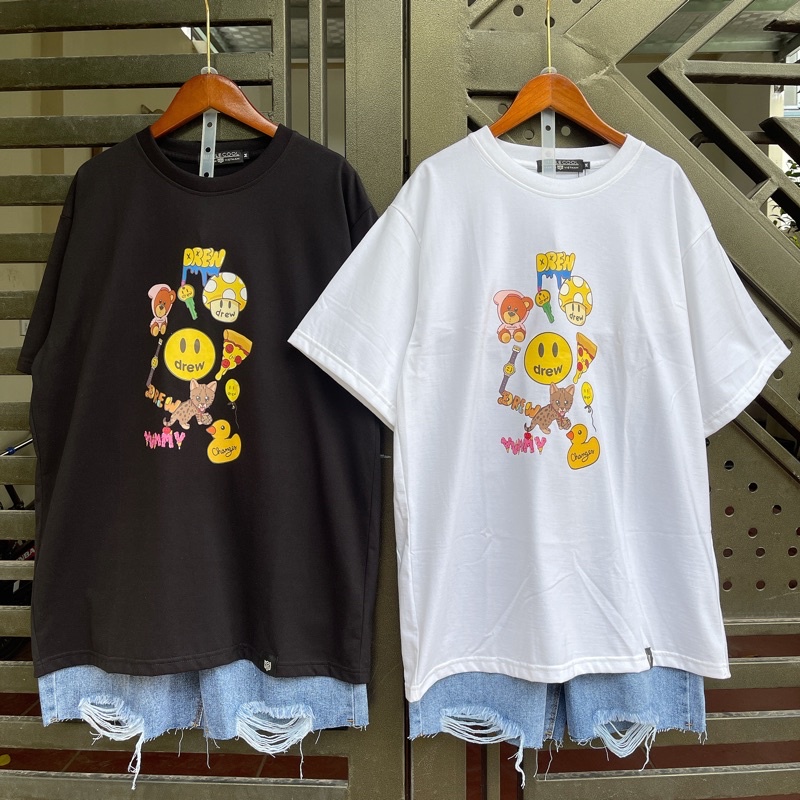 Áo thun tay lỡ Unisex nam nữ form rộng oversize chất liệu Cotton