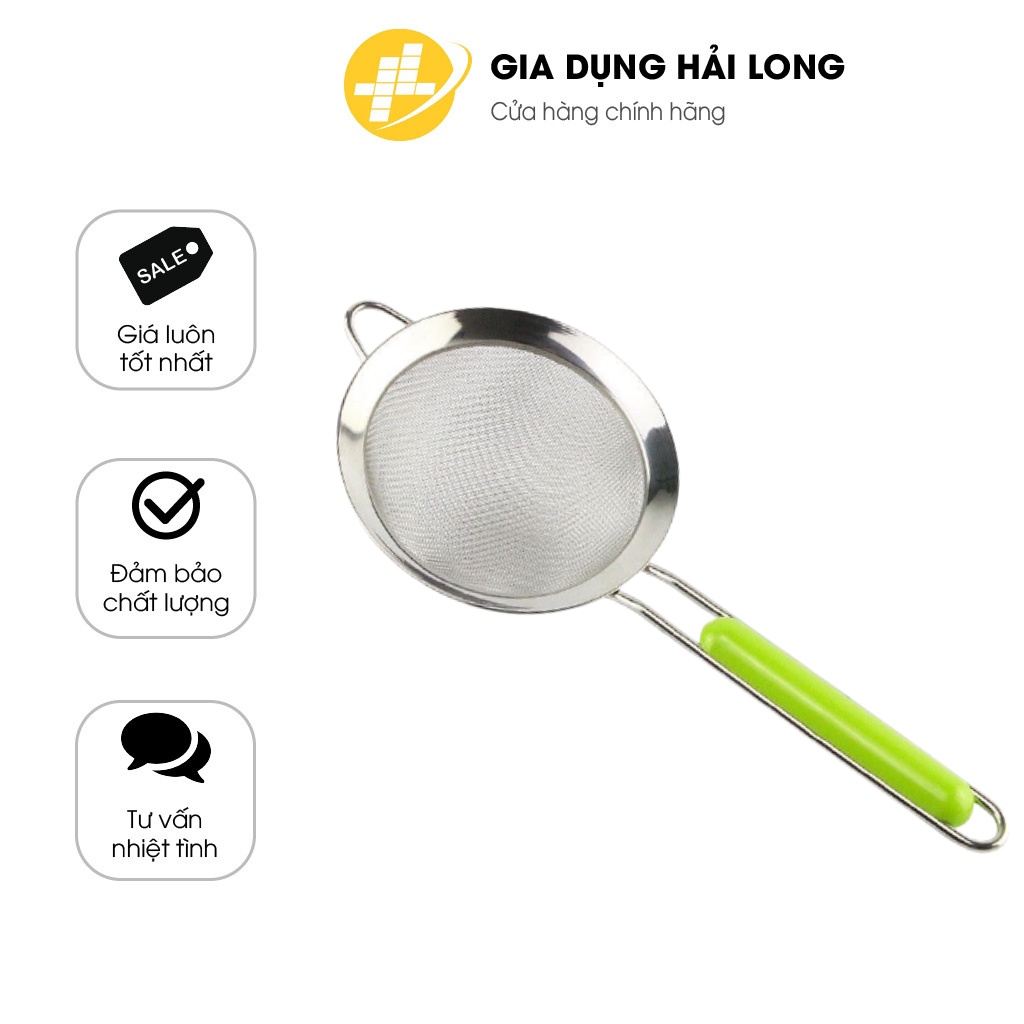 Rây lọc inox siêu mịn. Rây lọc cháo 1 lớp cán nhựa xanh inox 304 không rỉ - CAOXC