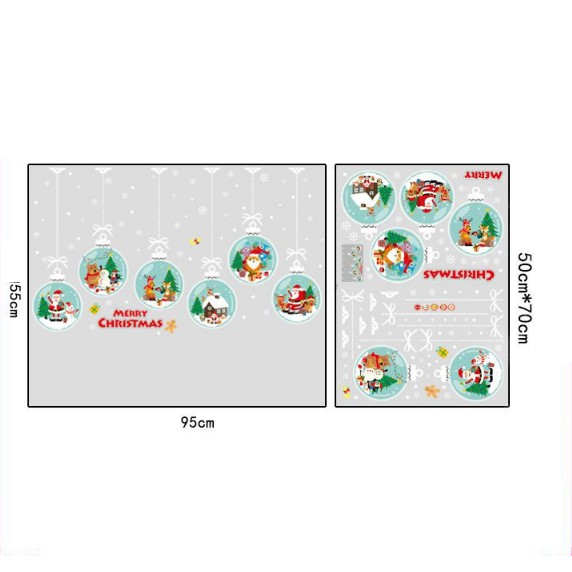 Decal Trang Trí Noel Hai Mặt Hít Tĩnh Điện Không Dơ Kính- Rèm Dây Cầu Tuyết Xinh