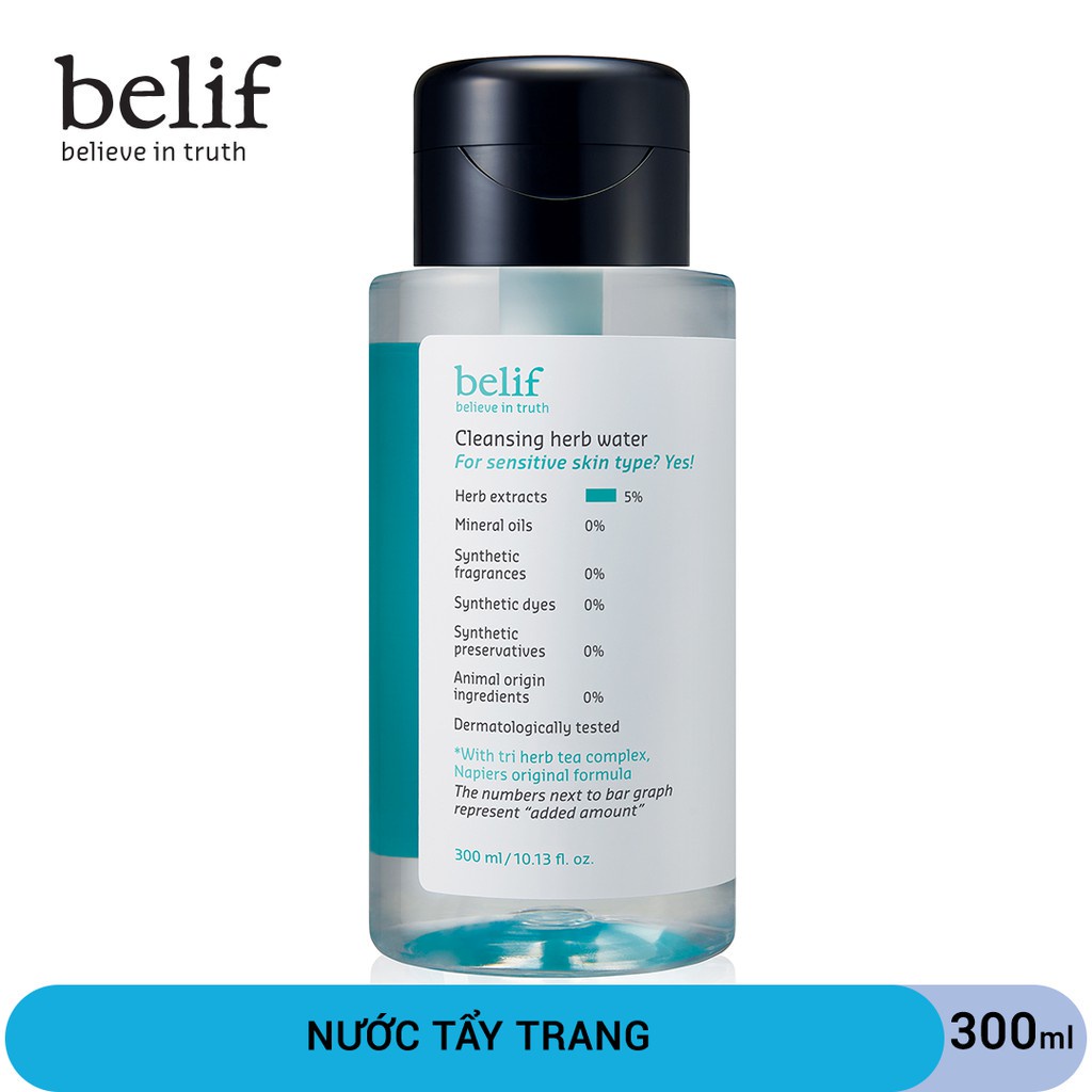 [Mã COSLG5 giảm 10%]Nước tẩy trang thảo mộc làm sạch sâu Belif Cleansing Herb Water 300ml