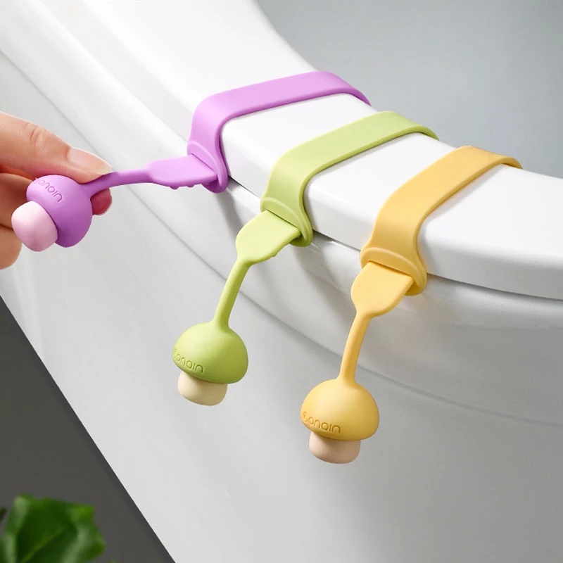 1 Vỏ Bọc Nắp Bồn Cầu Toilet Bằng Silicone Chống Trượt Hình Nấm