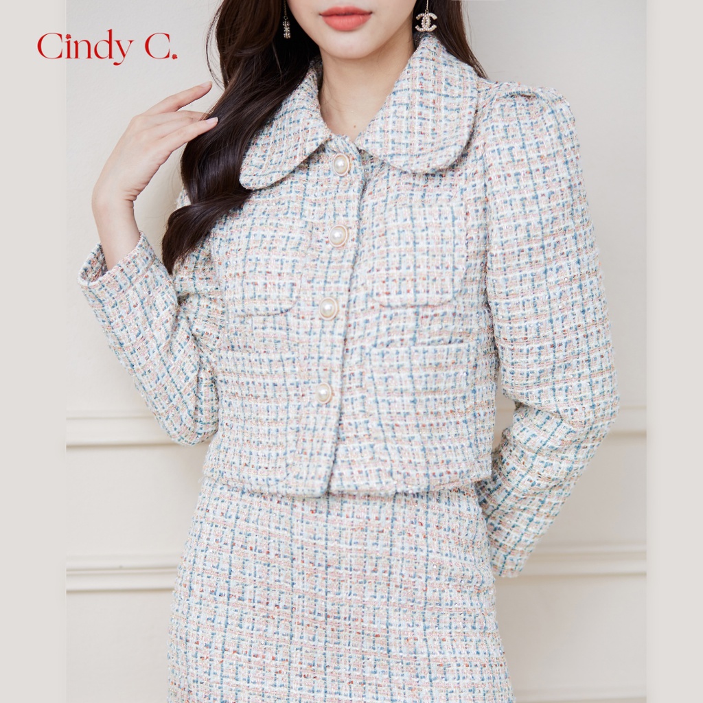 Set Áo Khoác Và Chân Váy Bunny CINDY C Chất Dạ Tweed Sang Trọng, Nữ Tính S21834/S21835