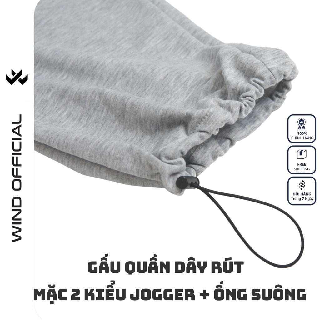 Quần jogger ống rộng WIND unisex dây rút bo chun Basic overszie nam nữ ulzzang