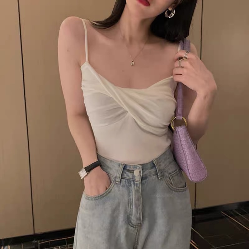 MS713 Áo hai dây nữ dệt kim kiểu xoắn ngực Quảng Châu