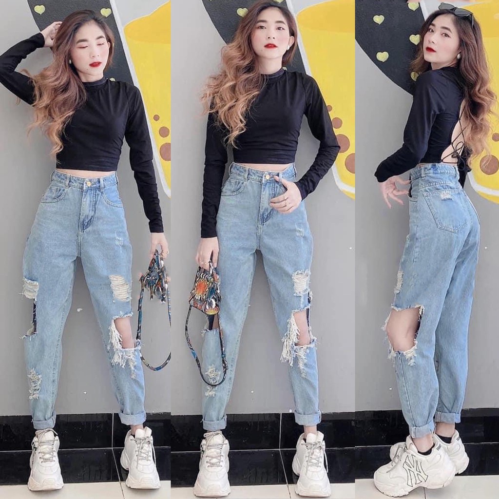 Quần baggy jean nữ đẹp giá rẻ lưng cao chất jean mềm mịn cao cấp thời trang AMISHASHOP98 AMSAll | BigBuy360 - bigbuy360.vn
