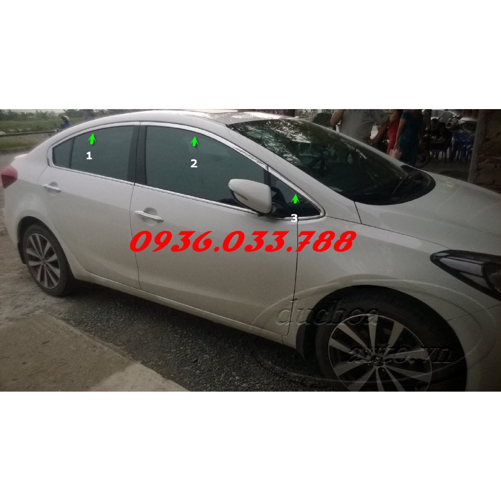 Nẹp inox cong kính Kia K3, Cerato 2016-2018