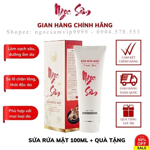 Sữa Rửa Mặt Ngọc Sâm mới 50ml Ngừa Mụn Trắng Da Sạch Dầu