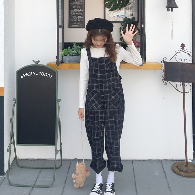 (Có sẵn) SP001 Quần yếm caro đen | BigBuy360 - bigbuy360.vn