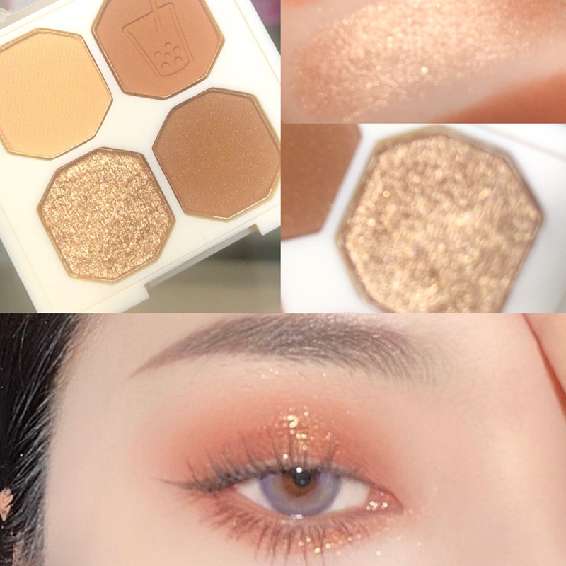 Bảng Phấn Mắt 4 Màu Tông Lì Và Nhũ Chống Nước Lâu Trôi
