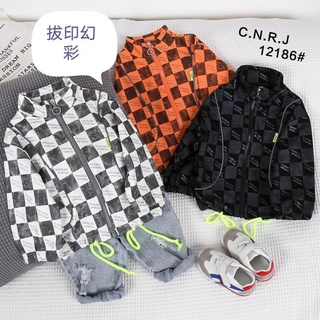 Áo Khoác Gió Lót Nỉ Hoạ Tiết Kẻ Caro Cho Bé Trai Bé Gái 10-25kg