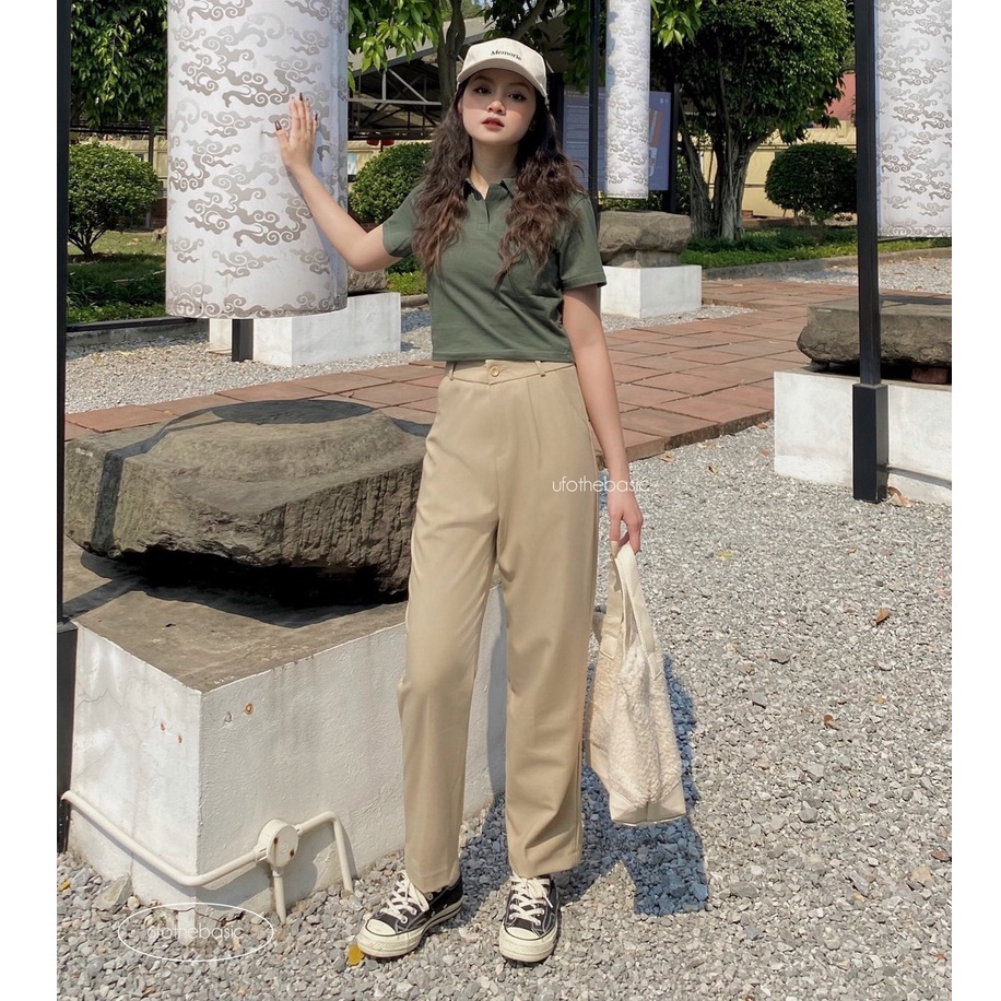 Áo croptop có cổ - Polo Croppie - freesize vải Premium Cotton cao cấp co dãn mềm mại - ufo.thebasic | BigBuy360 - bigbuy360.vn