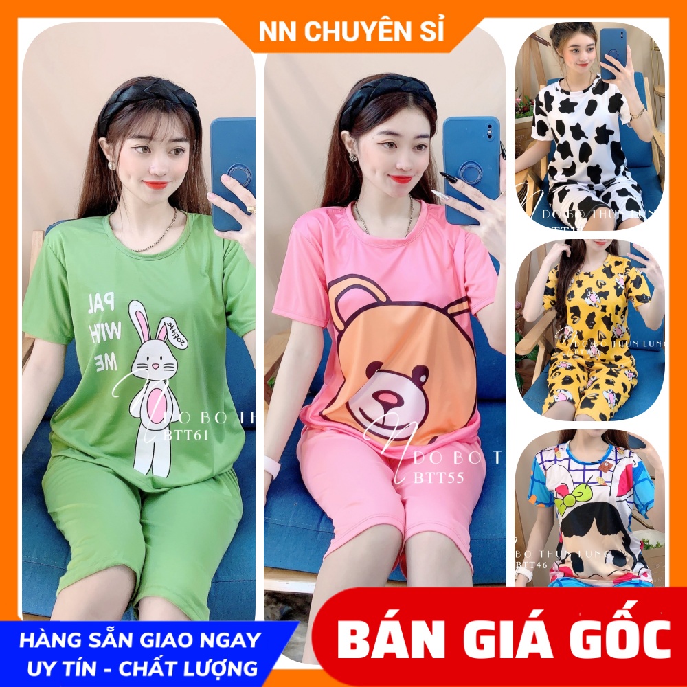 Đồ bộ nữ bò sữa Đồ bộ mặc nhà quần lửng Chất vải thun mềm mịn họa tiết cực xinh BTT thun lửng tổng hợp