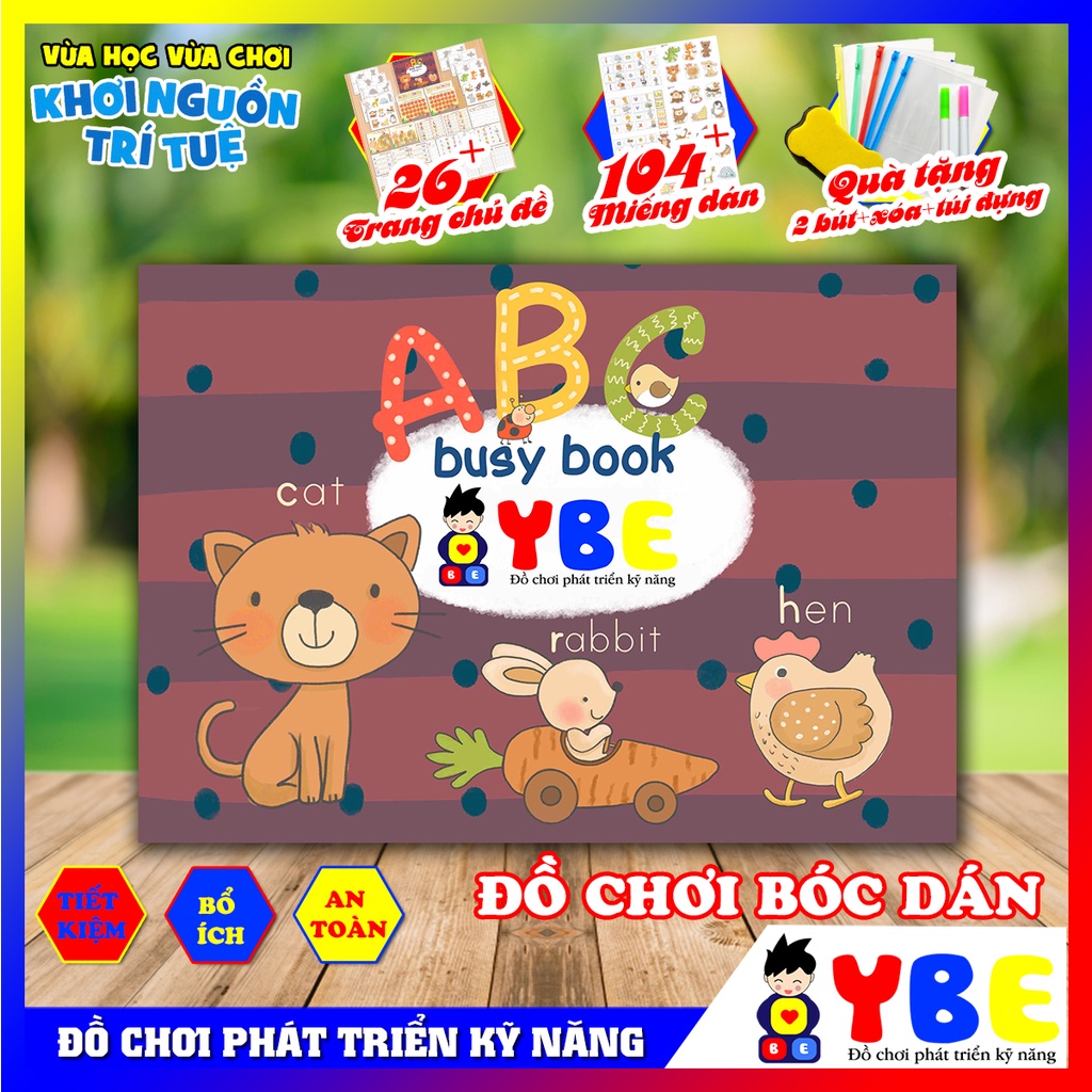 Bộ đồ chơi học liệu bóc dán Montessori 26 chữ cái tiếng Anh ABC Busy Book vừa chơi vừa học giúp bé phát triển kỹ năng