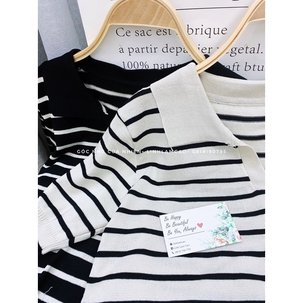 [ẢNH THẬT] Áo Polo Croptop Len Tăm Kẻ Ngang Montogini | BigBuy360 - bigbuy360.vn