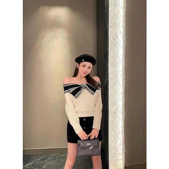 Áo dior nơ hở vai