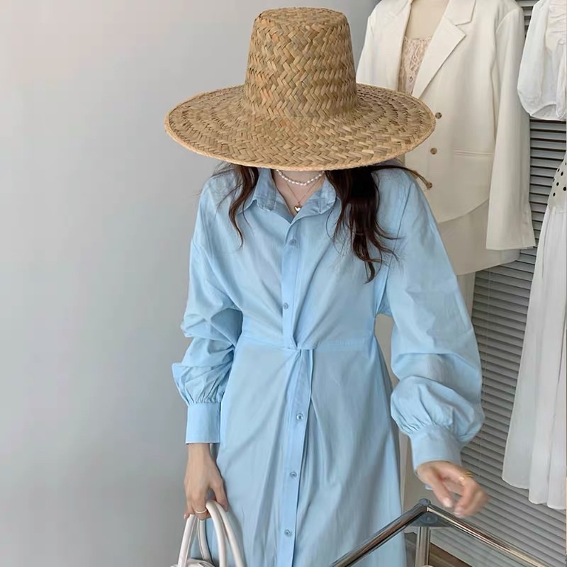 Đầm sơ mi xoắn eo