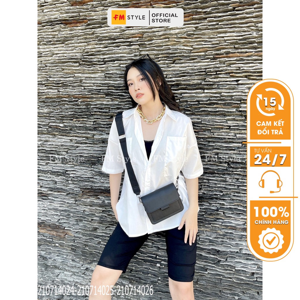Áo sơ mi nữ tay ngắn FM Style form ôm basic mang đi học đi làm phong cách Ulzzang thời trang 220211001