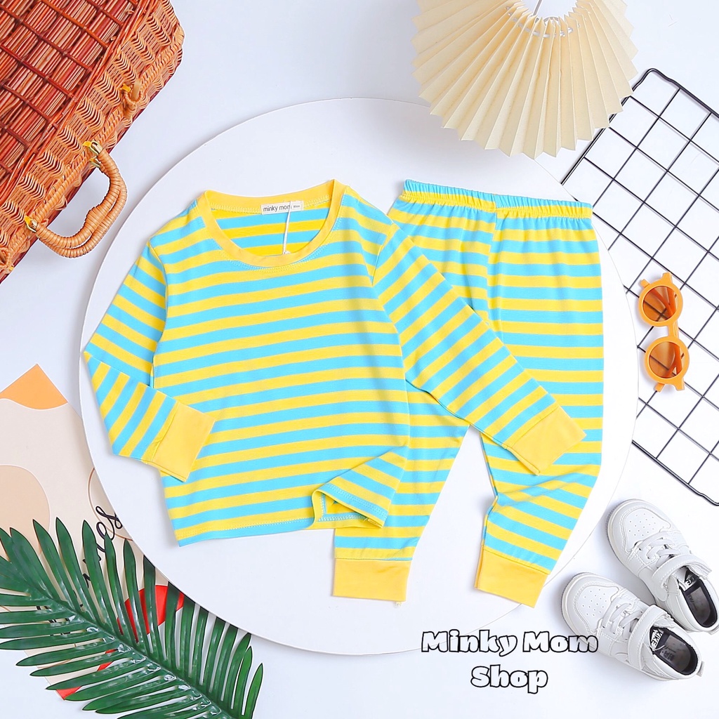 Bộ Dài Tay MINKY MOM Kẻ  ⚡FREESHIP⚡ Chất Thun Lạnh Cho Bé Trai Thoải Mái, Thoáng Mát Ngày Hè