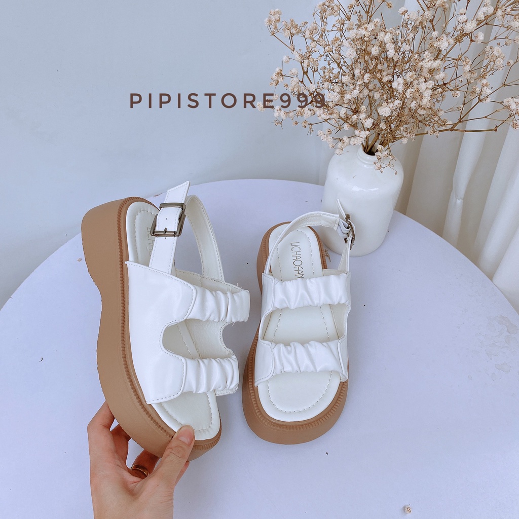 Sẵn Lùi 1 sz Sandal quai nhún đế kếp 3.5cm style ullzang Hàn Quốc G145