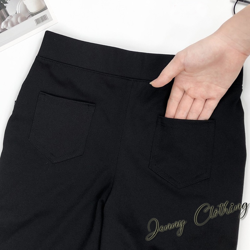 Quần legging nữ cạp lưng cao co giãn gen bụng nâng mông ôm sát có túi quần tregging vải cotton đen dày mặc tập gym yoga