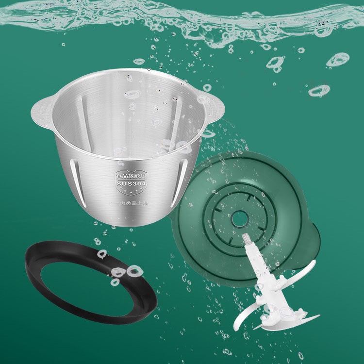 Máy Xay Thịt 304 Cối Inox 4 Lưỡi Đa Năng, Công suất 2L-250W- Xay thịt, xay tỏi ới, xay rau củ quả（XQY71）