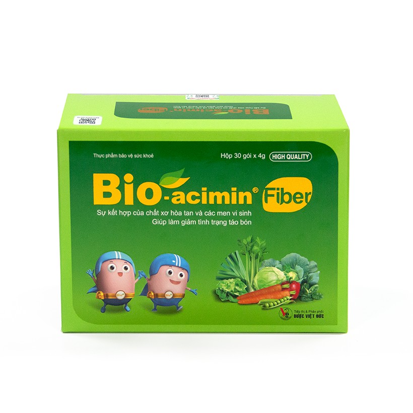 Cốm vi sinh Bio acimin Fiber bổ sung chất xơ tự nhiên cải thiện tình trạng táo bón hộp 30 gói