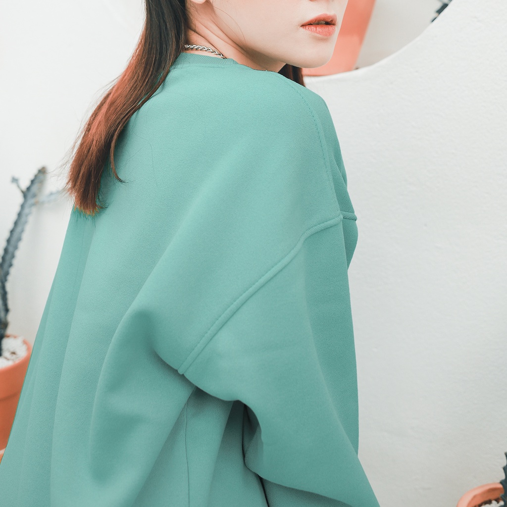 Áo Tay Dài Sweater Champion Chữ Thêu Sắc Nét Có Chất Liệu NỈ Bông Cotton Màu Xanh