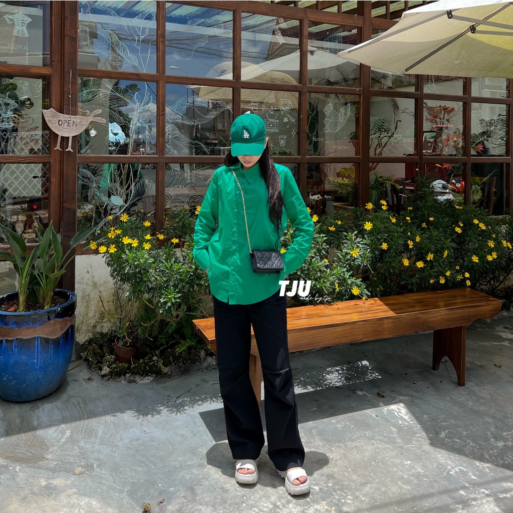 Sơ mi nữ dài tay cổ đức lệch đuôi tôm NANA shirt (T-ju thiết kế).