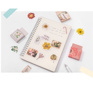 Bộ hộp nhỏ 45 nhãn dán sticker hình hoa đáng yêu 2 mẫu trang trí sổ