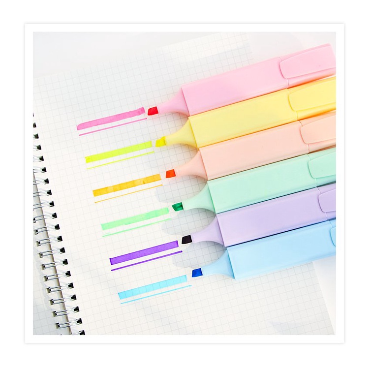 Highlighter Marks6Color Tasteless Male and Female Student Journal Pen Stationery Office Flat Head Rough Marking Marker Pen