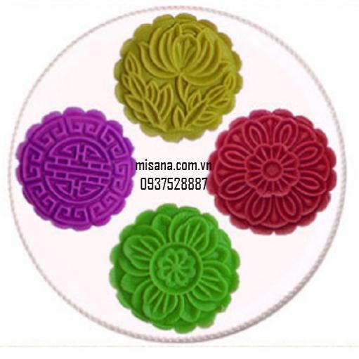 Khuôn bánh trung thu lò xo 100gr 4 mặt