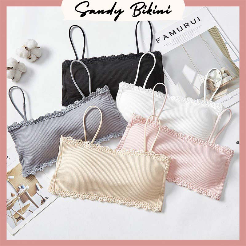 Áo Bra Gân Tăm 2 Dây Cài Sau Viền Ren Siêu Đẹp 8832